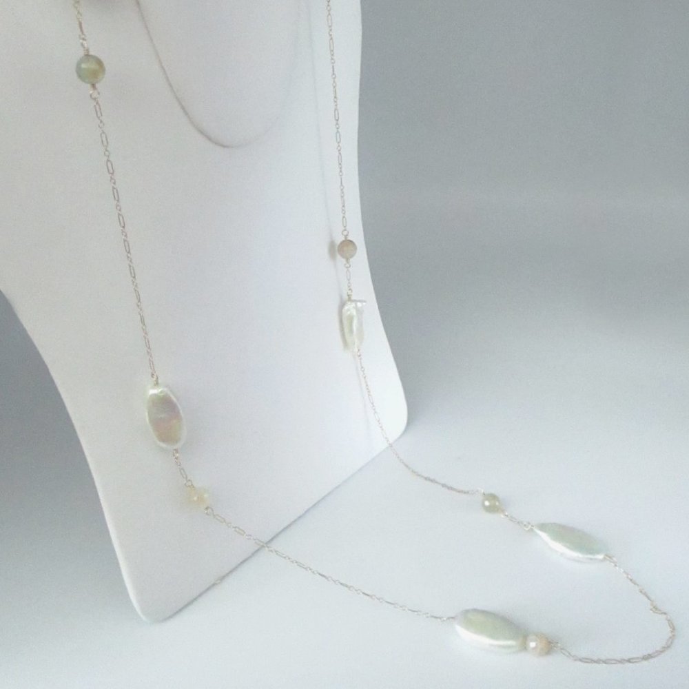 Baroque Pearls & Madagascar Agate Bead Necklace